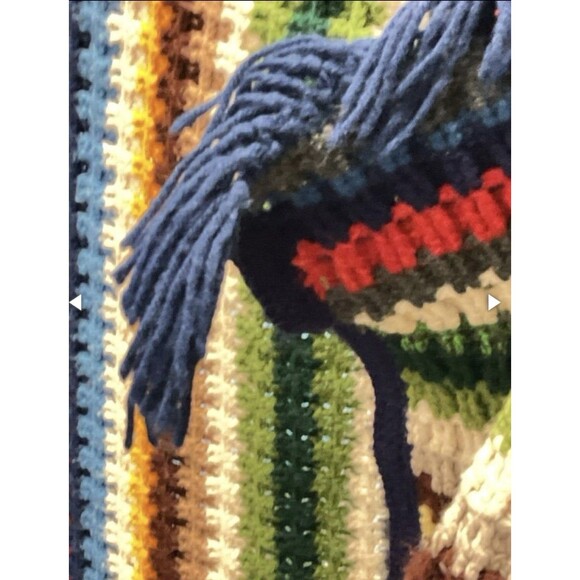 Amazing Crocheted Striped Afghan Blanket Very Colorful About 58 by 52 inches - Picture 4 of 4
